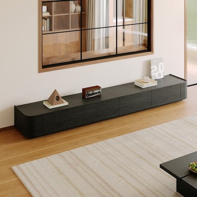 Modern Black Combination Modern TV Stands, 3 Size for choose, Fully Assembled Media Console, Solid Wood