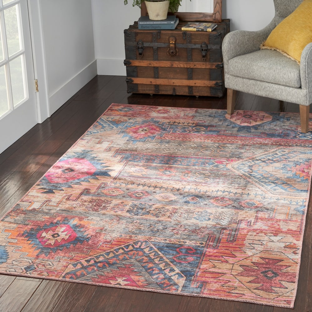 New Concept Washables Southwestern Machine Washable Area Rug