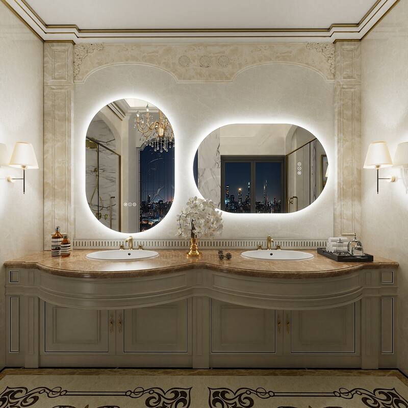 UL Certified Oval LED Lighted Anti-fog Wall Bathroom Vanity Mirror