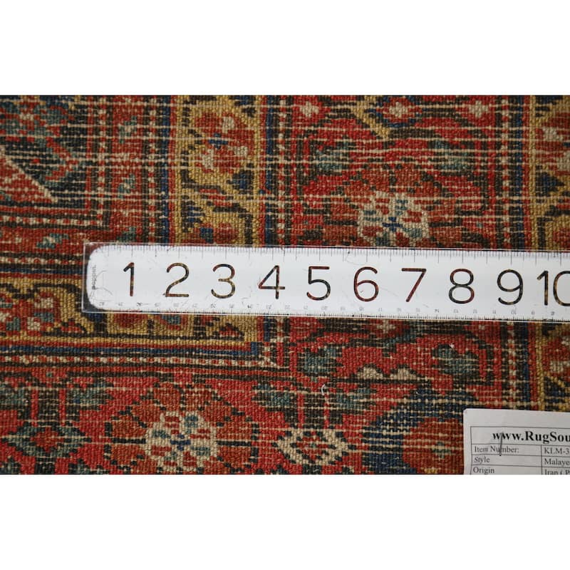Hand Knotted Oriental 100% Wool Carpet Traditional All-Over Navy Blue & Blues Malayer Runner Rug - 16' 9'' X 3' 7''