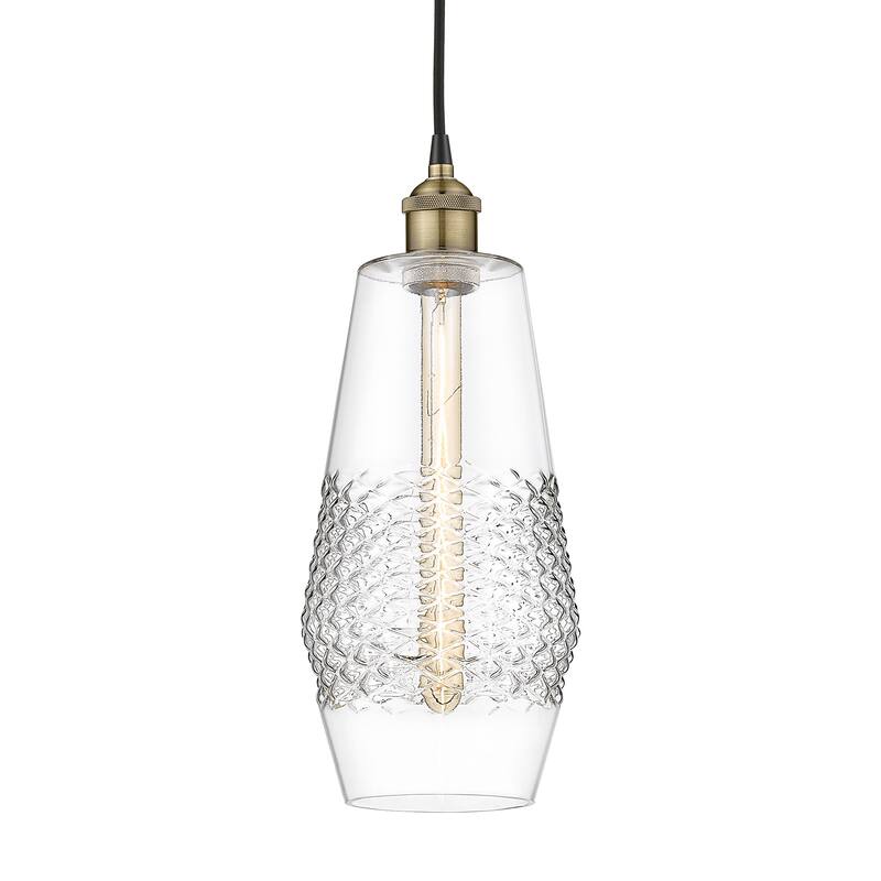 Innovations Lighting 616-1P-17-7 Windham Pendant Windham 7" Wide Mini - Black Antique Brass / Clear