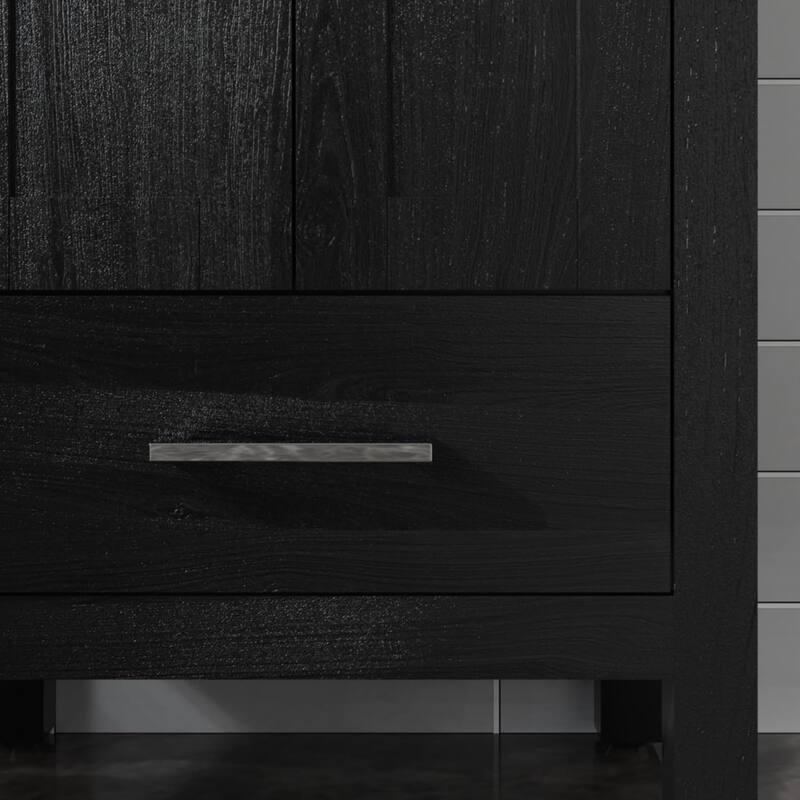 GDFStudio - Connor Modern Bathroom Vanity Sink Combo with Ceramic Basin and Ripple Texture Storage Cabinet