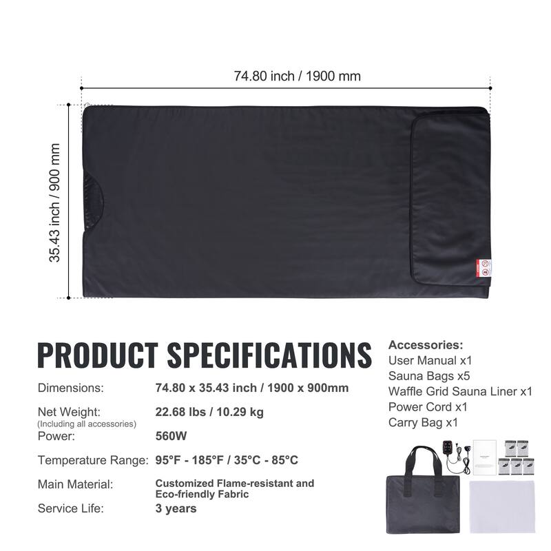 Sauna Blanket for Detoxification Therapy Stones & Carbon Fiber Heating