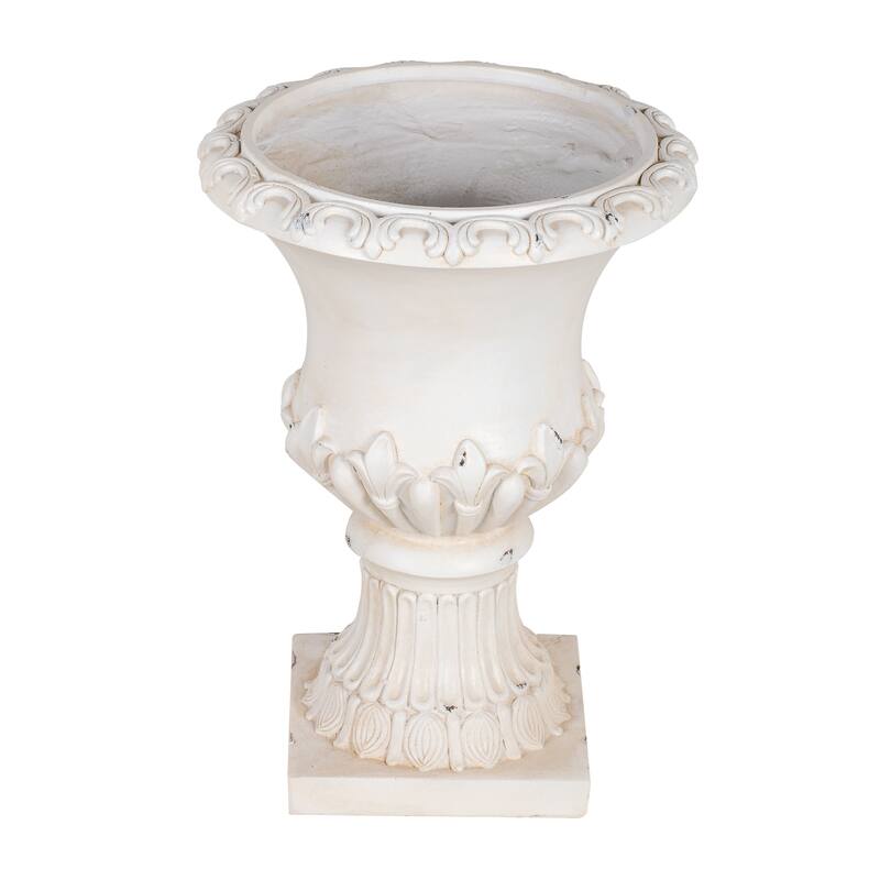 Christopher Knight Home - Classical 24.8"H Outdoor Pedestal Urn Planter with Fleur-de-Lis Design
