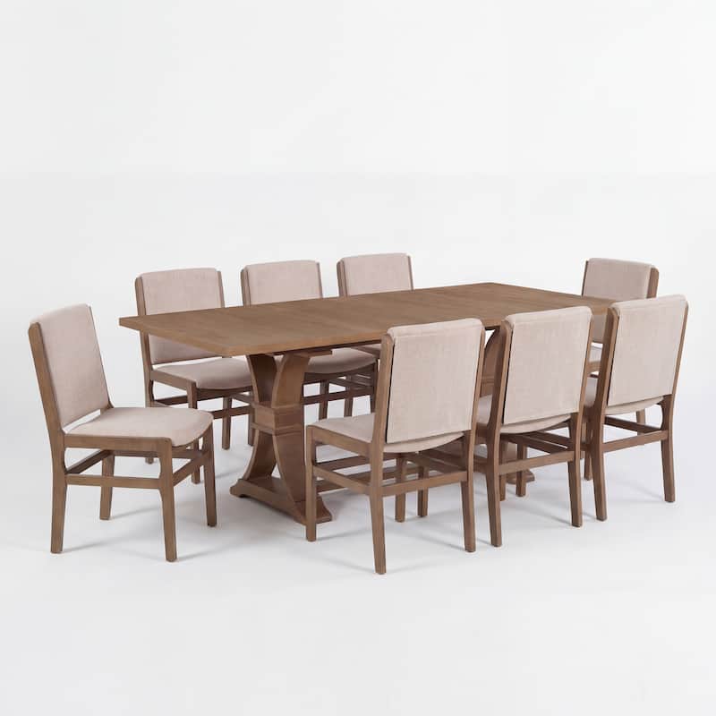 Christopher Knight Home - Rustic Extendable Dining Set with X-Frame Table and Upholstered Armless Dining Chairs