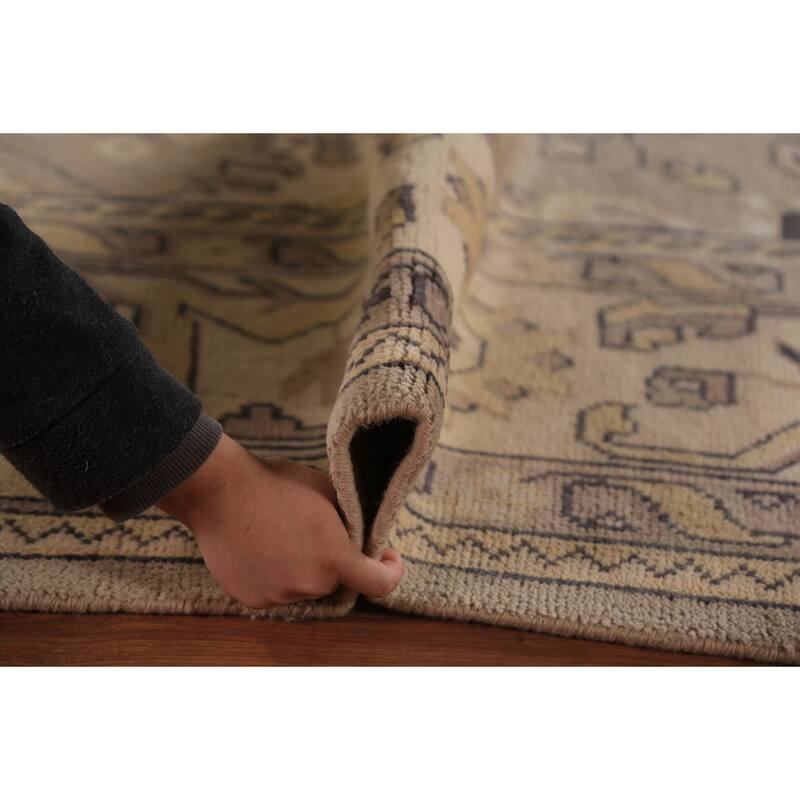 Brown Transitional Oushak Indian Area Rug Handmade Wool Carpet - 9'2"x 11'8"