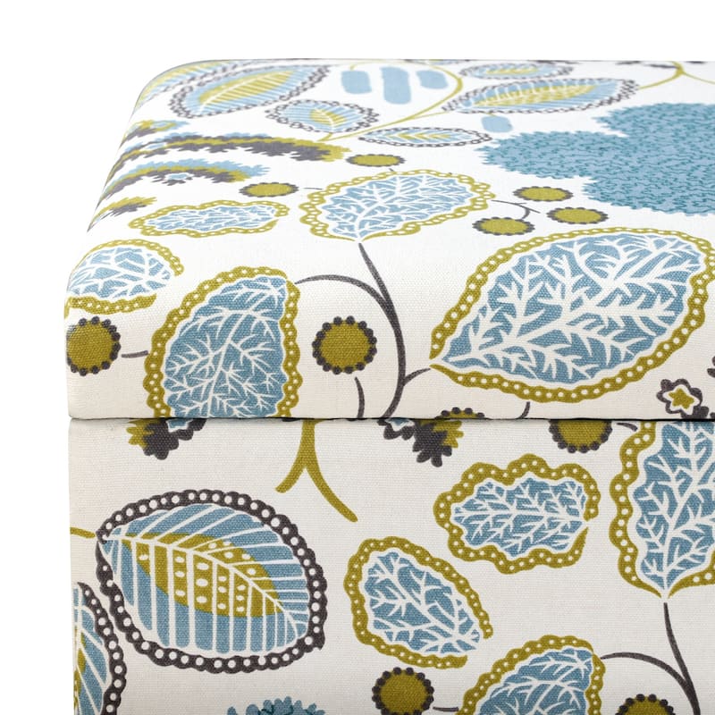 Adeco 21"W Linen Storage Ottoman with Turned Legs