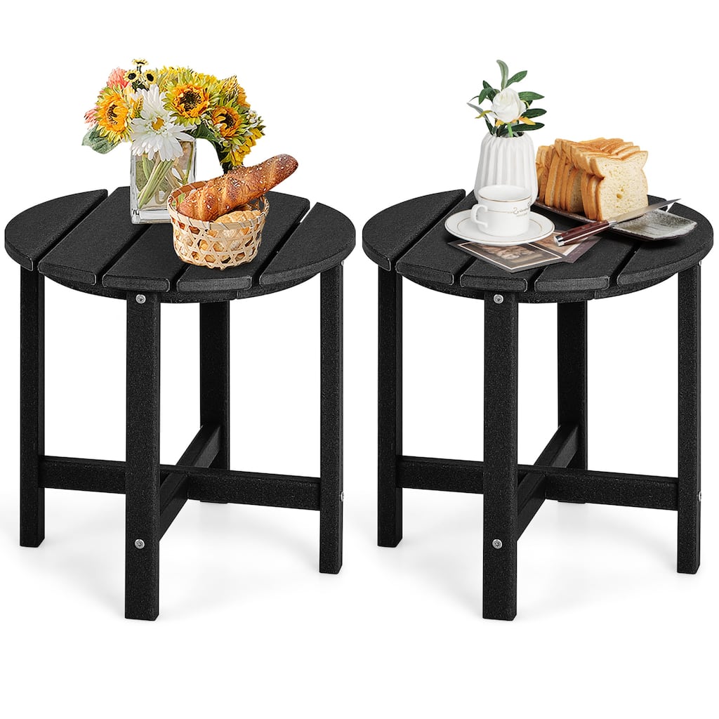 Gymax 2PCS 18''Adirondack Side Table Weather Resistant HDPE Garden