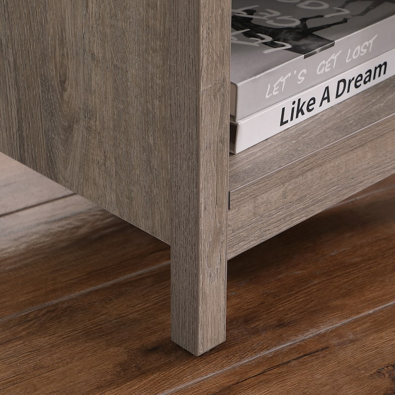 Nightstand with Drawer,End Table With Drawer and Open Shelf,Easy Assemble,Sturdy Side Frames,Metal Handle