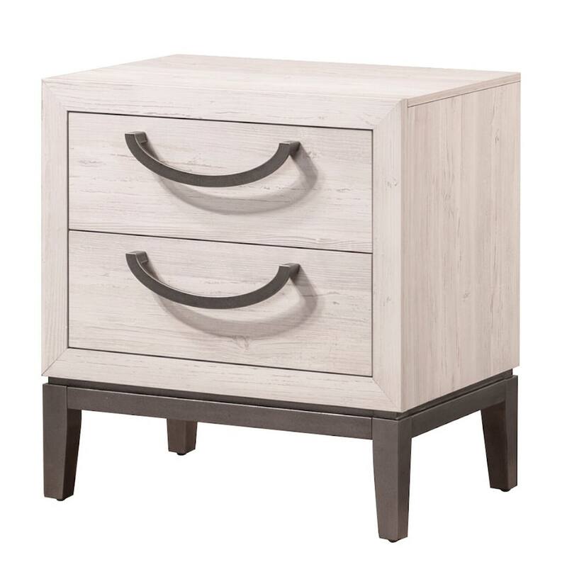 Beige/Brown 2 Drawer 16 in. W Nightstand with Sturdy Hardware and Ample Storage