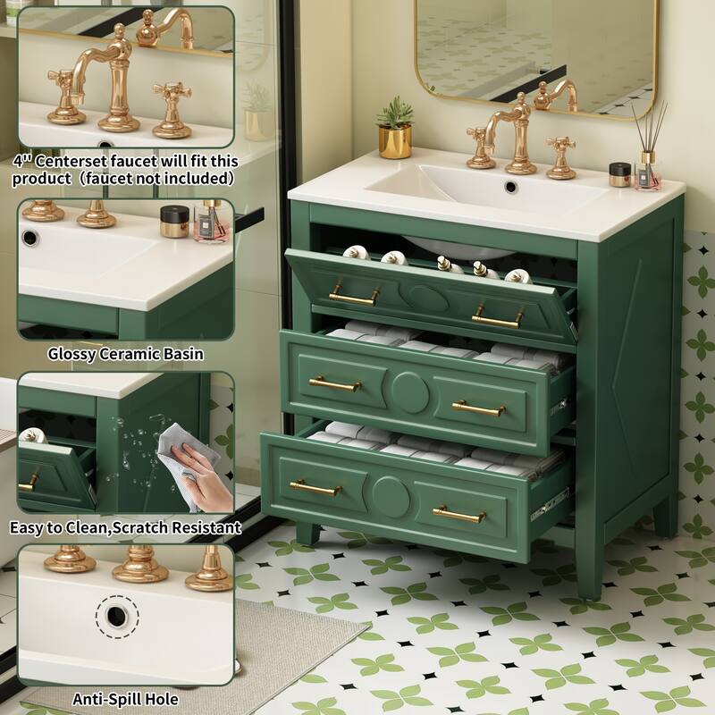 Freestanding Single Dresser Set with 3 Drawers