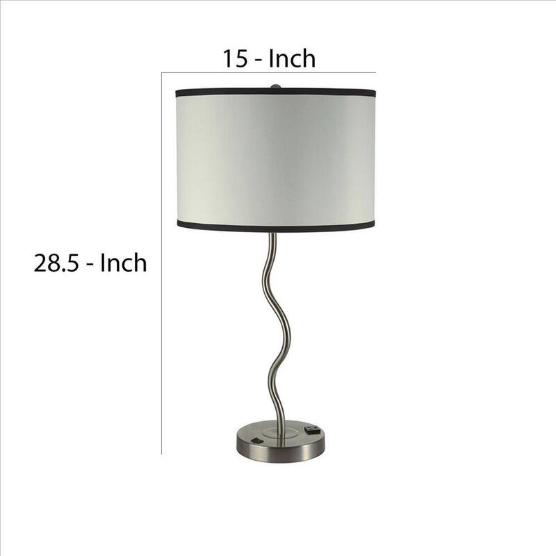 Table Lamp with Curved Tubular Body and Round Base, Black - 28.5 H x 15 W x 15 L Inches