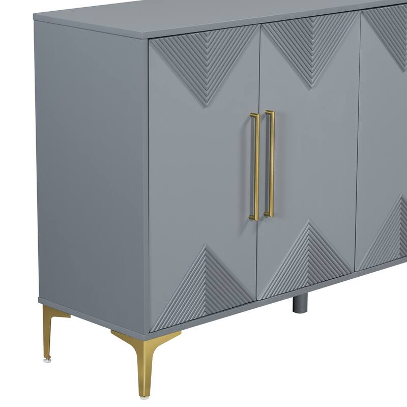 Grey Accent Cabinet Triangular Pattern Storage Cabinet Buffet Sideboard