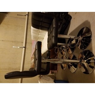 Porch & Den Galena Chrome and Faux Leather Height-adjustable Barstools (Set of 2)