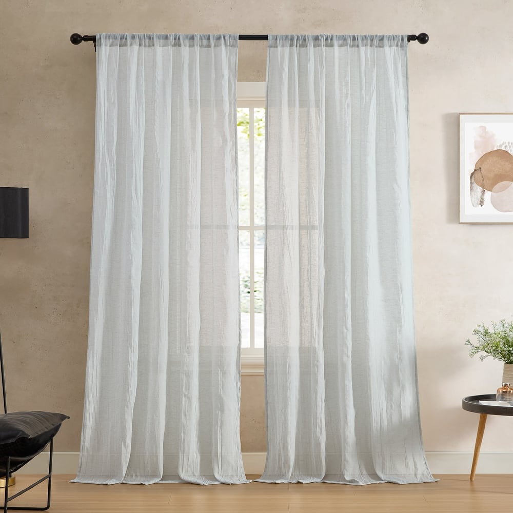 French Connection Charter Crushed Rod Pocket Window Curtain Pair