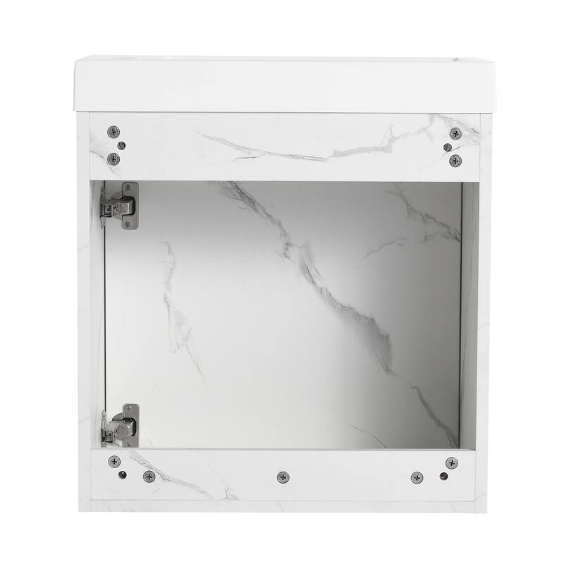 20" Wall-Mounted Floating Bathroom Vanity with Black Resin Sink, Soft-Close Doors & Ample Storage, Space-Saving Design