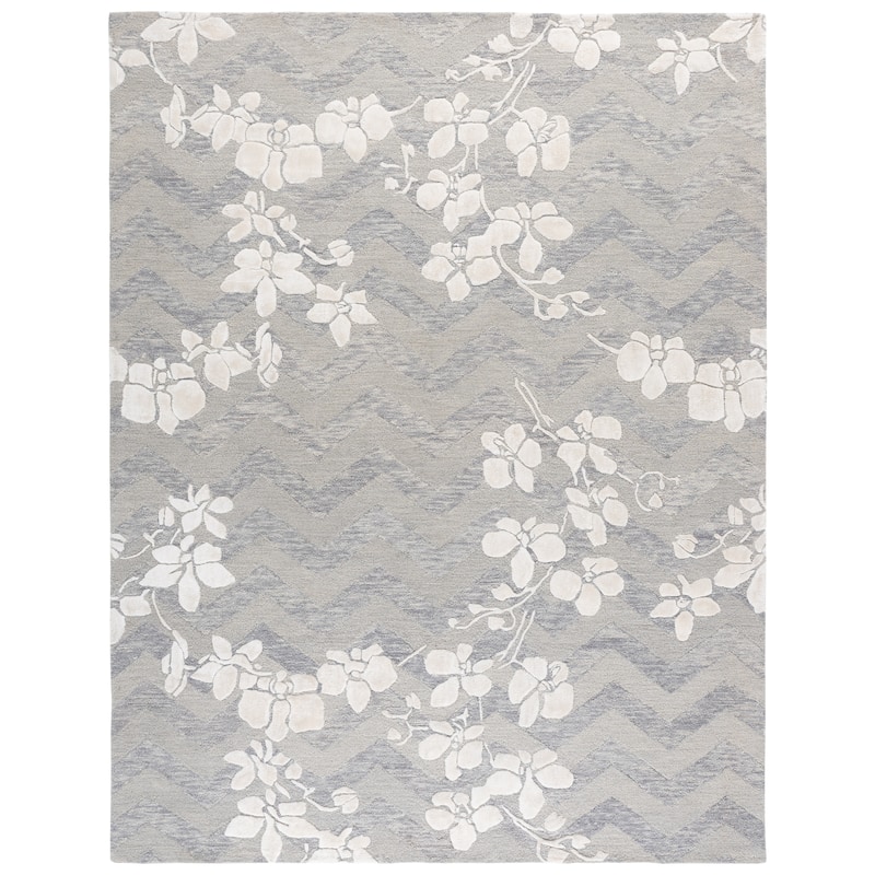 SAFAVIEH Handmade Glamour Barbe Wool Rug - 8' x 10' - Grey/Ivory