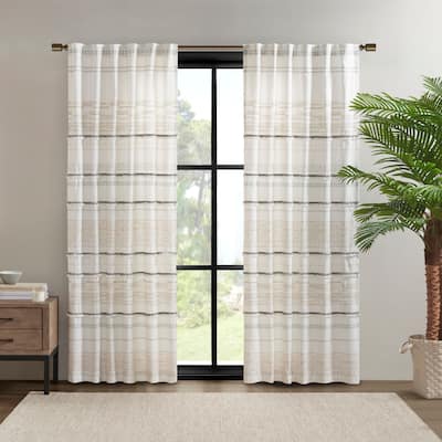 INK+IVY Nea Natural Cotton Printed Window Panel with tassel trim and Lining