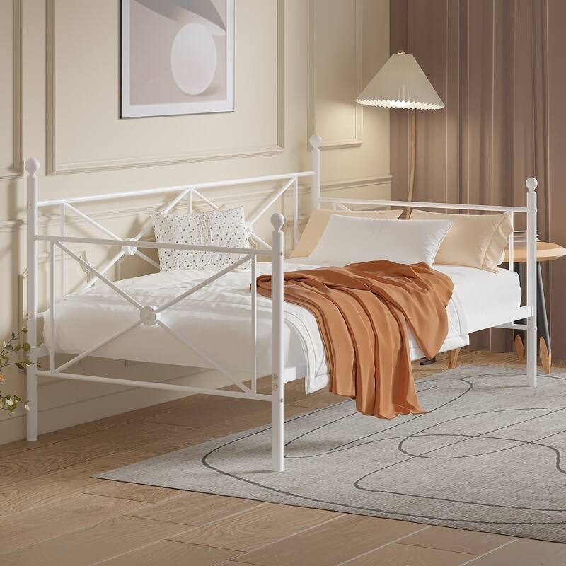 VECELO Twin Daybed with Headboard Sofa Bed Platform Mattress Foundation for Living Room Guest Room Easy Assembly