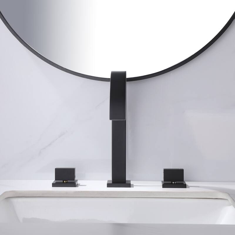9.8"H Solid Brass Widespread 2-handle Bathroom Sink Faucet With Pop-Up Drain Assembly