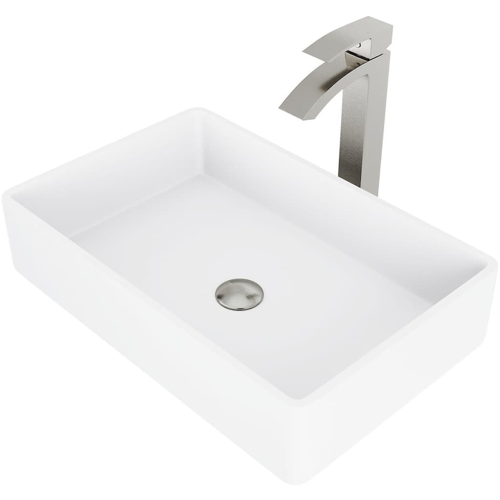 Vigo 21-1/16" Matte Stone� Vessel Bathroom Sink with Single Hole
