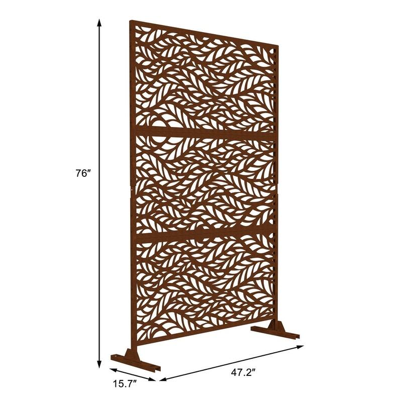 Free Standing Metal Privacy Screen Panel Decorative Outdoor Privacy Screen - 72"H x 47"W