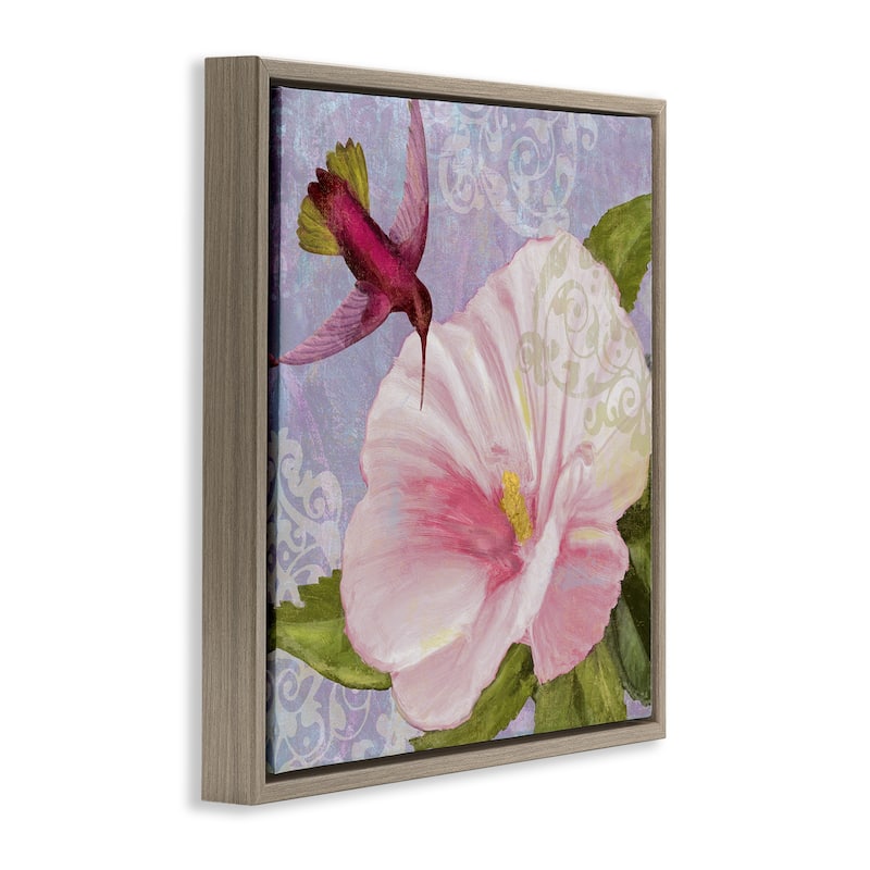 Stupell Hummingbird with White Flower Framed Floater Canvas Wall Art Design By Sasha