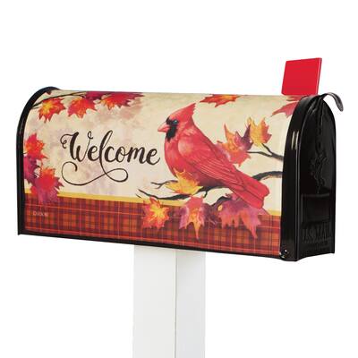 Fall Cardinal Welcome Magnetic Mailbox Cover - 17.75 x 19.87 x 0.25
