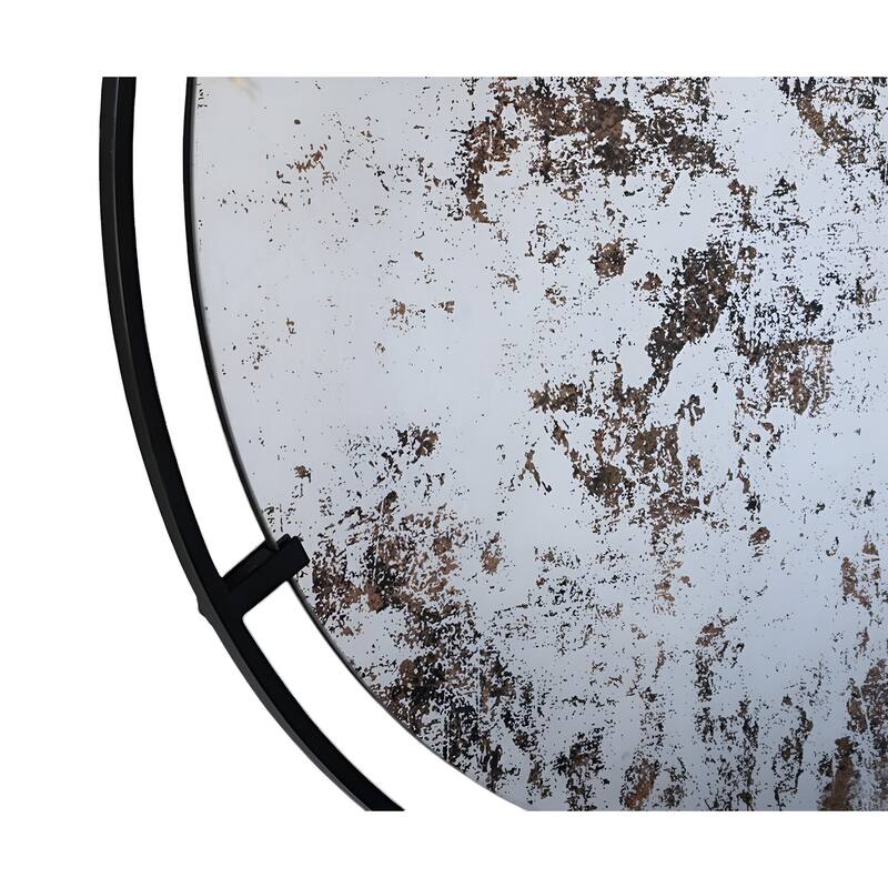 HomeRoots 32" Black Round Iron Framed Accent Mirror - 31.5' X '31.5' X '0.7