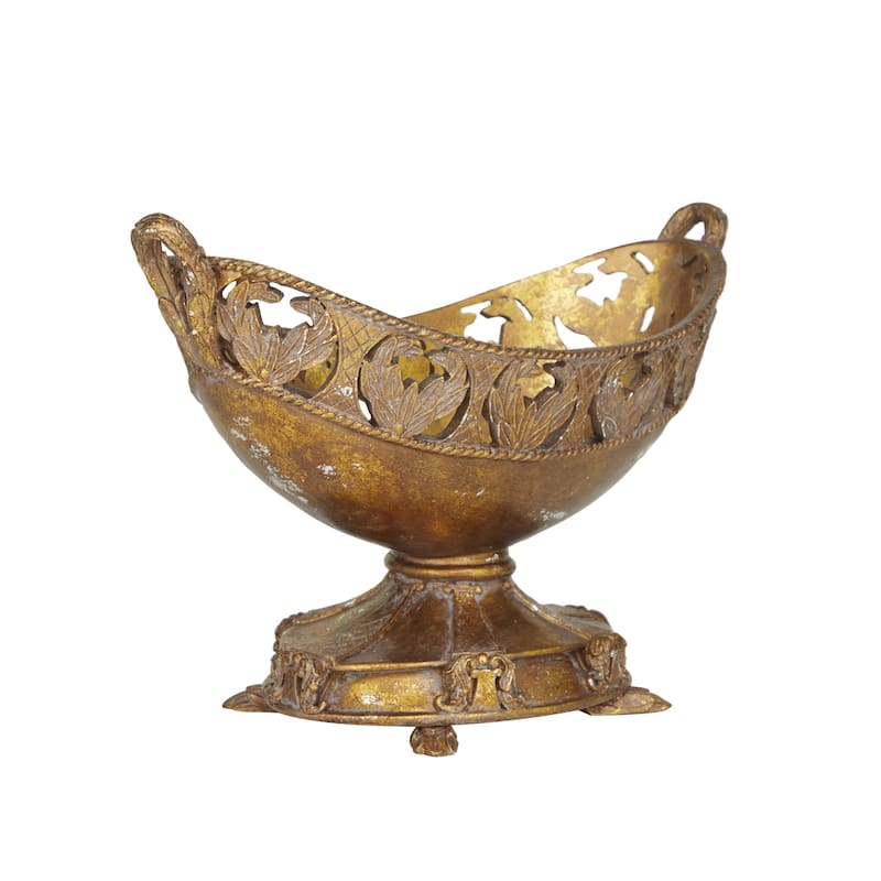 Polystone Floral Ornate Decorative Bowl - Bronze - Roche River Decor
