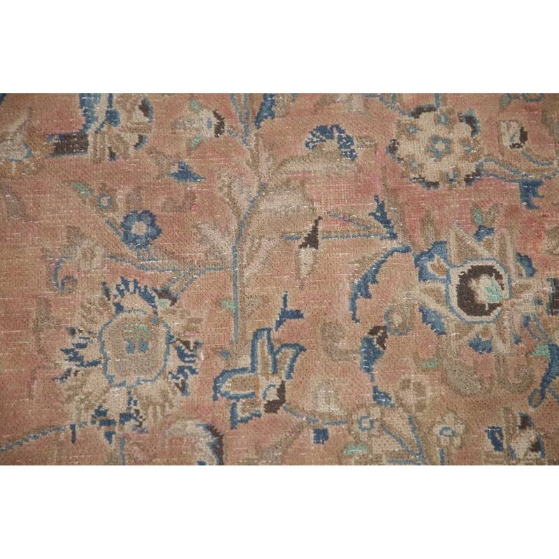 Hand Knotted Oriental 100% Wool Carpet Traditional Floral Pink Mashad Area Rug - 11' 11'' X 8' 9''