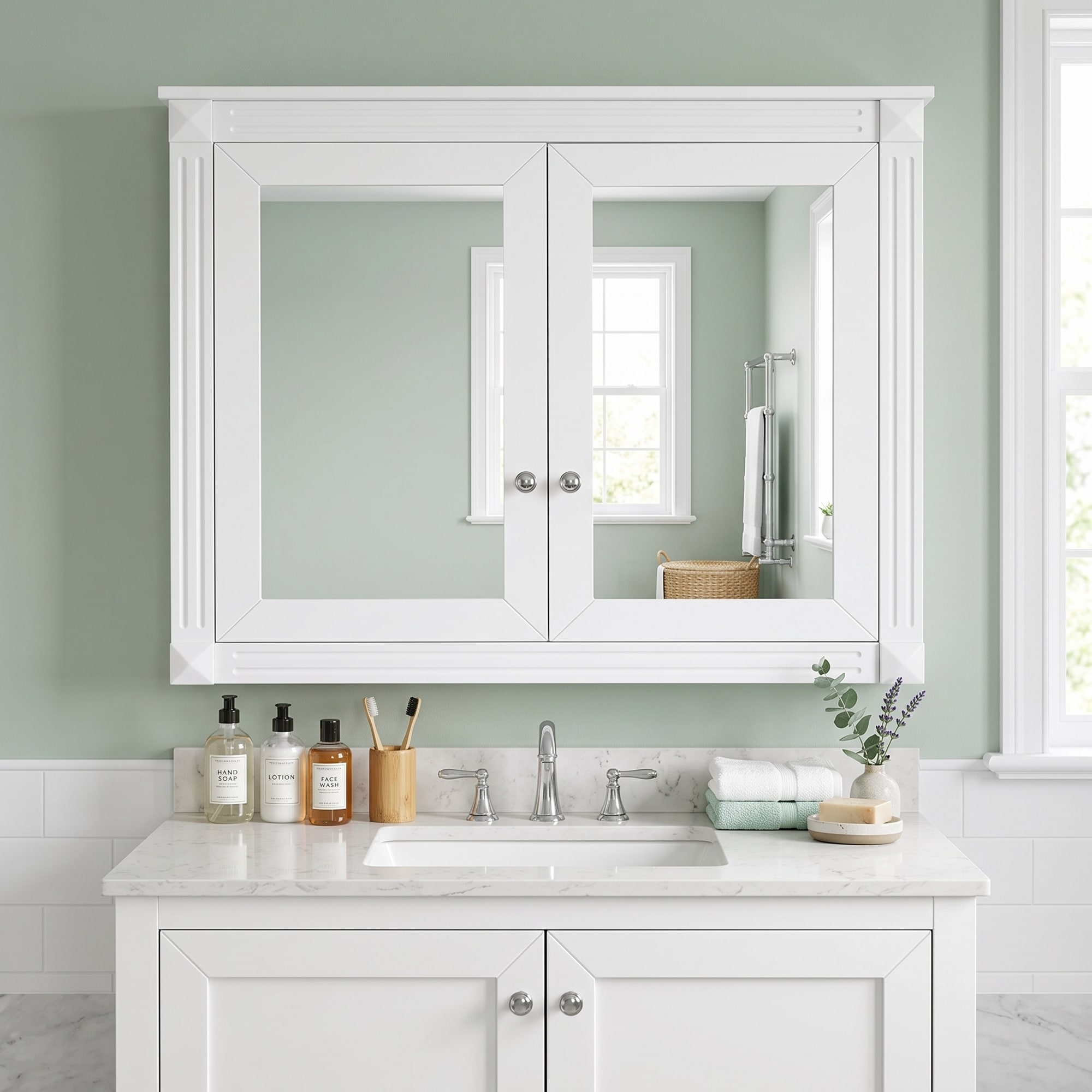 36 in. W x 28.70 in. H Wall Mounted Framed Bathroom Storage Cabinet - 36x7.1x28.7