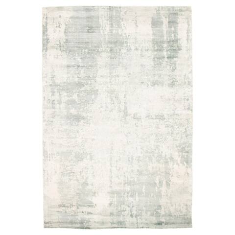 ECARPETGALLERY Hand Tufted Galleria Light Blue Viscose Rug - 6'6 x 9'7