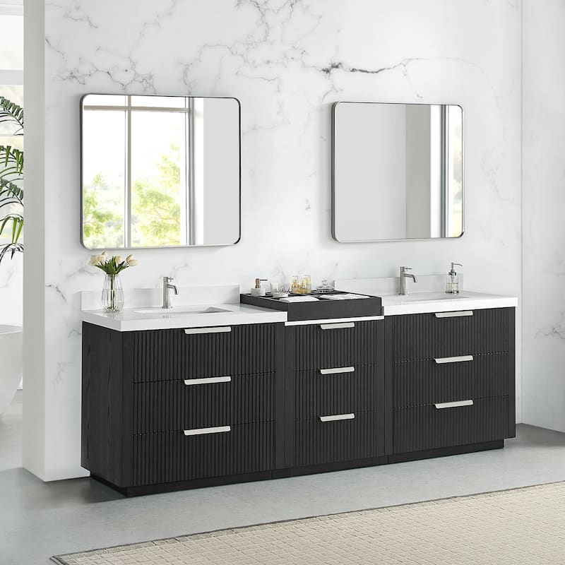 Santarem Double Vanity with Pure White Quartz Stone Top without Mirror