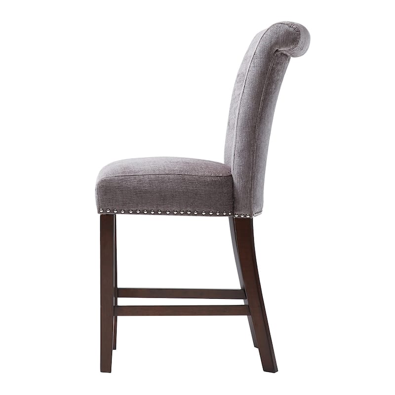 Button Tufted Counter Stool with Nailhead Trim, Upholstered Barstool