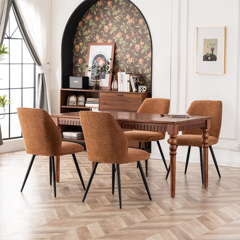 Mid Century Modern Armless Fabric Dining Room Chairs Set of 2