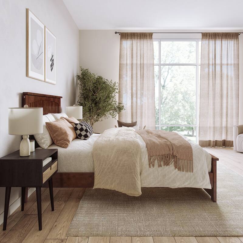 Naples Solid Wood Low Profile Platform Bed with Matching Footboard