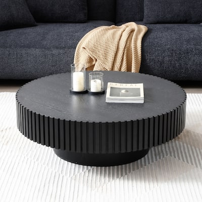 Modern Coffee Table Stylish Nesting Round Coffee Table with Base, for Living Room and Bedroom, Black