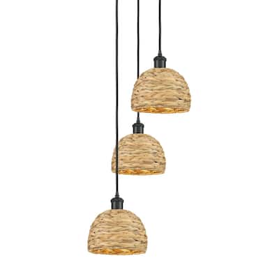 Innovations Lighting 113B-3P-30-19 Woven Rattan Pendant Woven Rattan 3