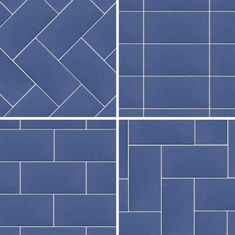 Merola Tile Piscina Brick Matte Cobalto 9-5/8" x 19-1/2" Porcelain Floor and Wall Tile
