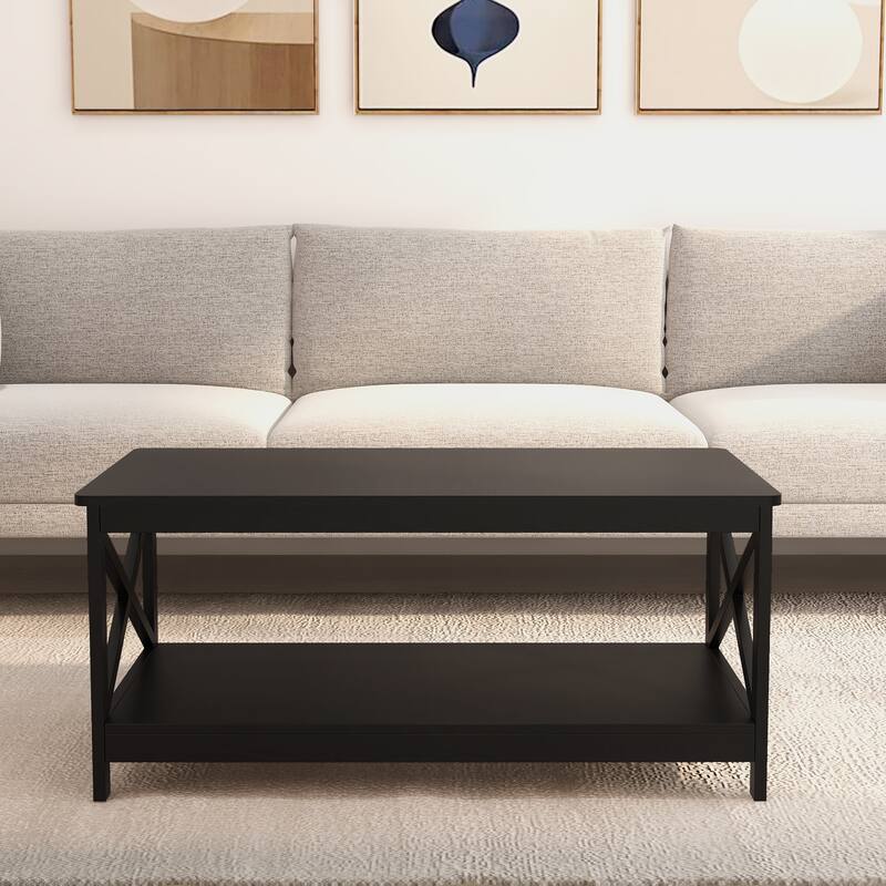 Black Coffee Table Center Table Rustic Sofa Side Table - Black