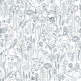 Disney Alice in Wonderland Navy Garden Peel and Stick Wallpaper by RoomMates