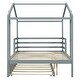 preview thumbnail 40 of 41, Full Size Wood House Bed with Roof & Fence, Multifunction Daybed Frame w/ Writing Board & Trundle for Kids Teens Girls/Boys
