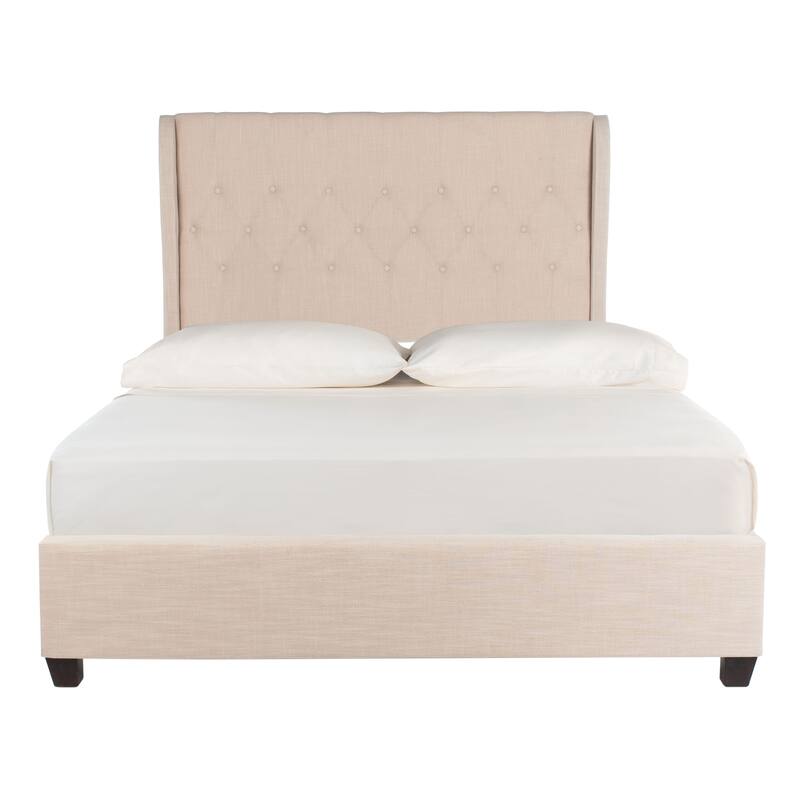 SAFAVIEH Lonna Upholstered Tufted Wingback Bed - Taupe - 83Wx60Dx56H