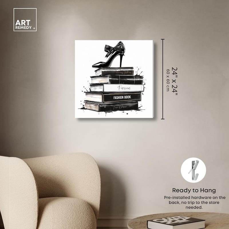 Classic Book Stack Canvas by Art Remedy, Gallery Wrapped