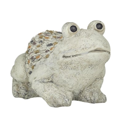 Polystone Frog Indoor Outdoor Garden Sculpture - Light Gray - Roche River Decor