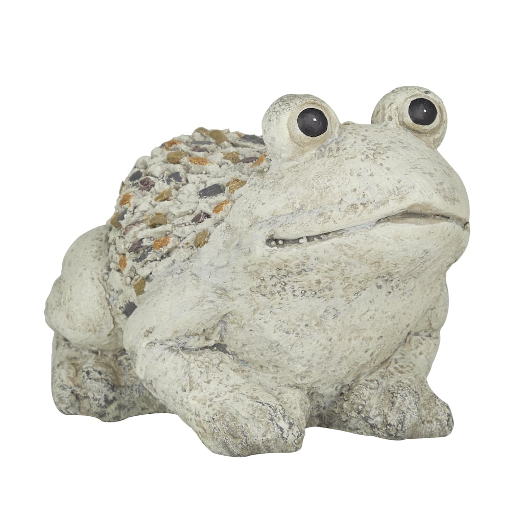 Polystone Frog Indoor Outdoor Garden Sculpture - Light Gray - Roche River Decor