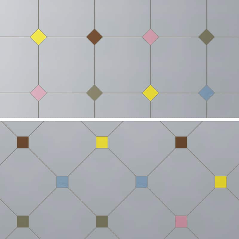 Merola Tile Vaudeville Octagon Humo with Taco Multi 7-7/8" x 7-7/8" Porcelain Floor and Wall Tile