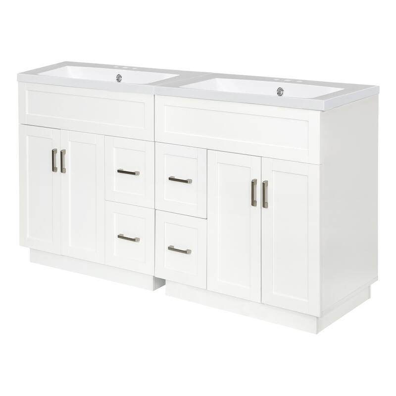GDFStudio - Transitional Bathroom Vanity with SMC Resin Sink, Adjustable Shelves, Soft-Close Doors & Hidden Drawers