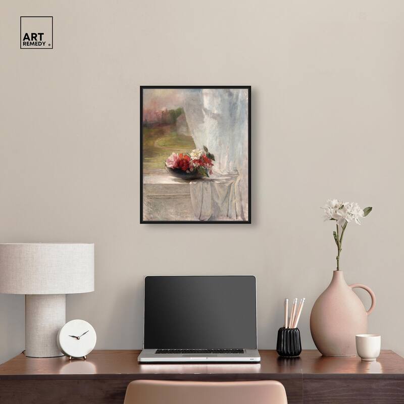 Flowers on a Window 1861 Canvas by Art Remedy
